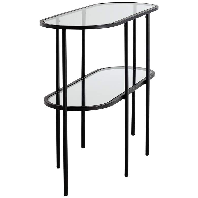 Image 5 Remy 40 inch Wide Sandy Black Oval Glass Console Table more views