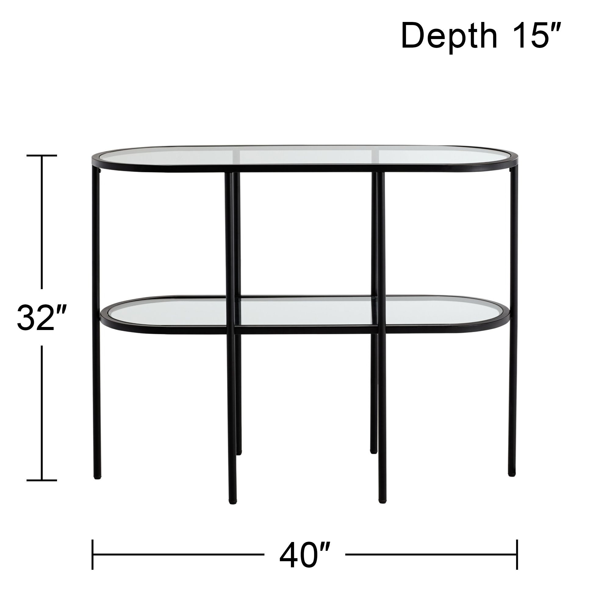 Remy 40" Wide Sandy Black Oval Glass Console Table in scene