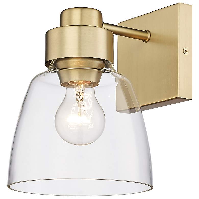 Image 2 Remy 6 1/2" Wide Wall Sconce in Brushed Champagne Bronze with Clear Gl