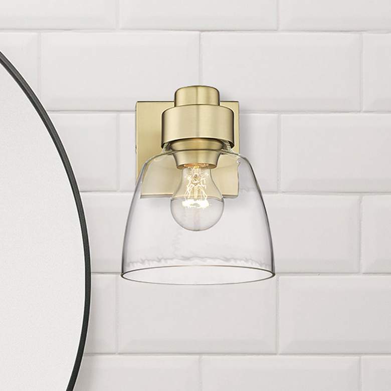 Image 1 Remy 6 1/2" Wide Wall Sconce in Brushed Champagne Bronze with Clear Gl