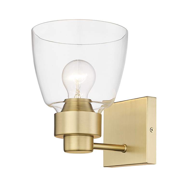 Image 5 Remy 6 1/2" Wide Wall Sconce in Brushed Champagne Bronze with Clear Gl more views