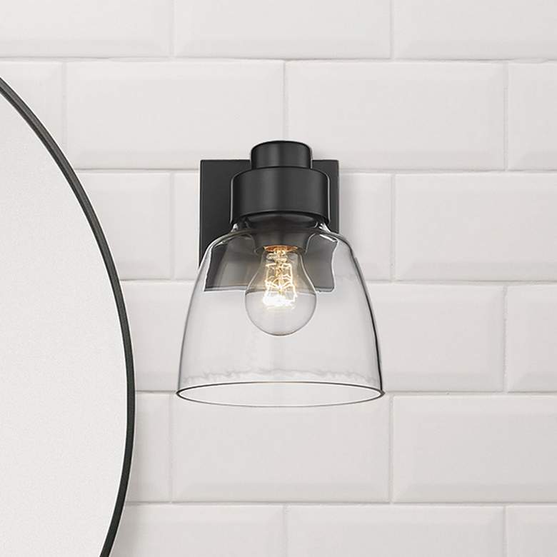 Image 1 Remy 6 1/2" Wide Wall Sconce in Matte Black with Clear Glass