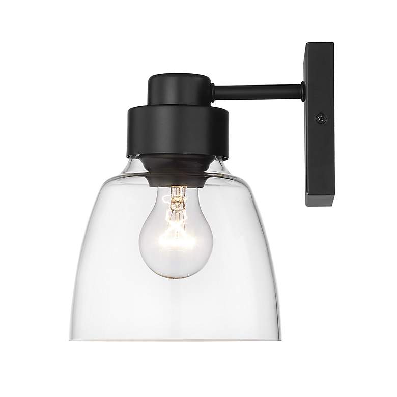 Image 4 Remy 6 1/2" Wide Wall Sconce in Matte Black with Clear Glass more views