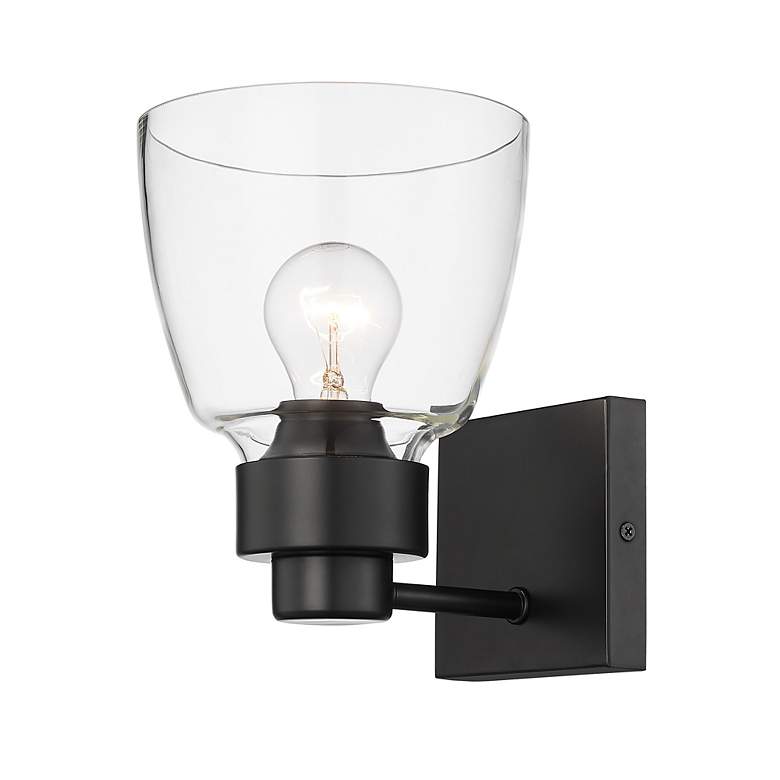 Image 5 Remy 6 1/2" Wide Wall Sconce in Matte Black with Clear Glass more views