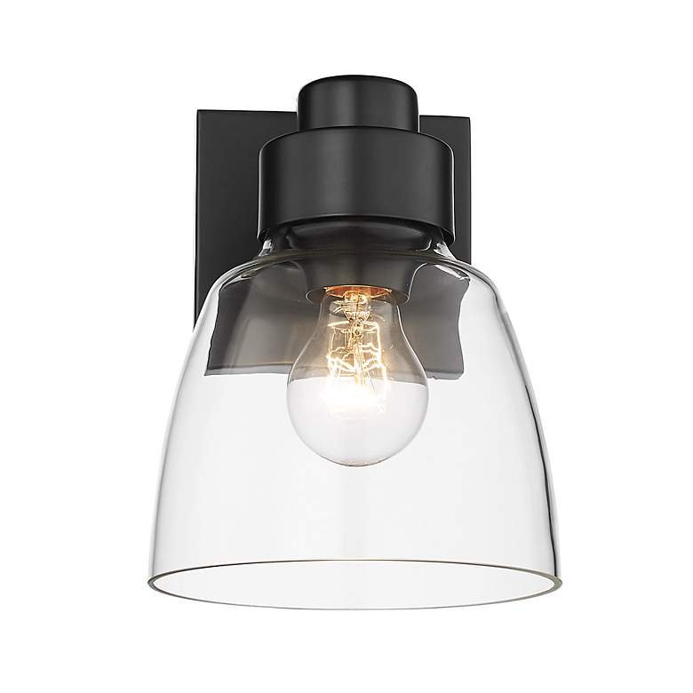 Image 6 Remy 6 1/2" Wide Wall Sconce in Matte Black with Clear Glass more views