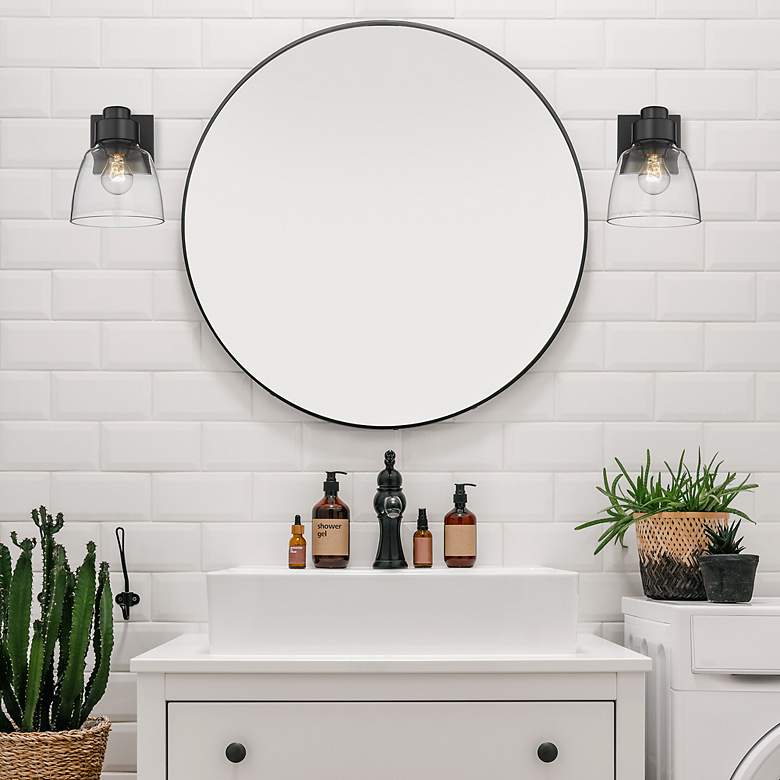 Image 7 Remy 6 1/2" Wide Wall Sconce in Matte Black with Clear Glass more views