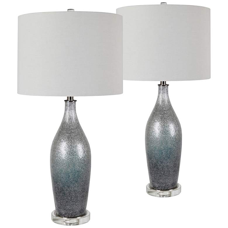 Image 1 Remy Silvery Gray and Ice Blue Glass Table Lamps Set of 2