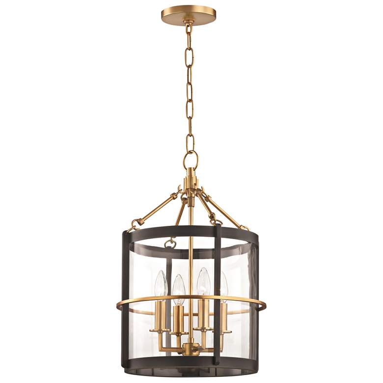 Image 2 Ren 13 3/4 inch Wide Aged Brass and Old Bronze 4-Light Pendant