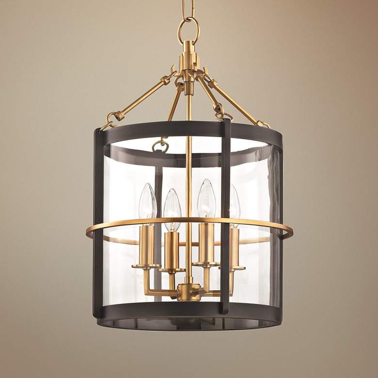 Ren 13 3/4&quot; Wide Aged Brass and Old Bronze 4-Light Pendant