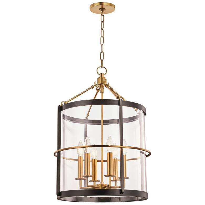 Image 2 Ren 17 1/2" Wide Aged Brass and Old Bronze 6-Light Pendant