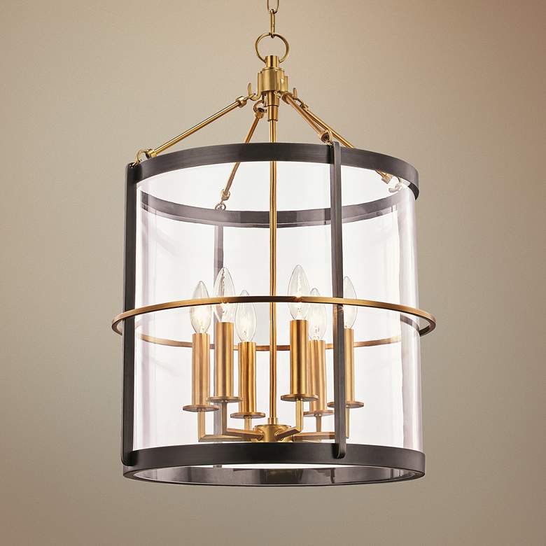 Image 1 Ren 17 1/2" Wide Aged Brass and Old Bronze 6-Light Pendant