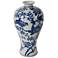 Ren Bird Blue and White Bird 13" High Decorative Vase