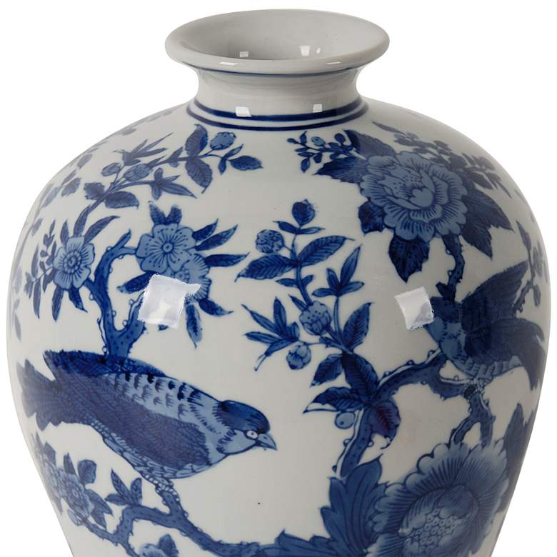 Image 2 Ren Bird Blue and White Bird 13" High Decorative Vase more views