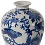 Ren Bird Blue and White Bird 13" High Decorative Vase