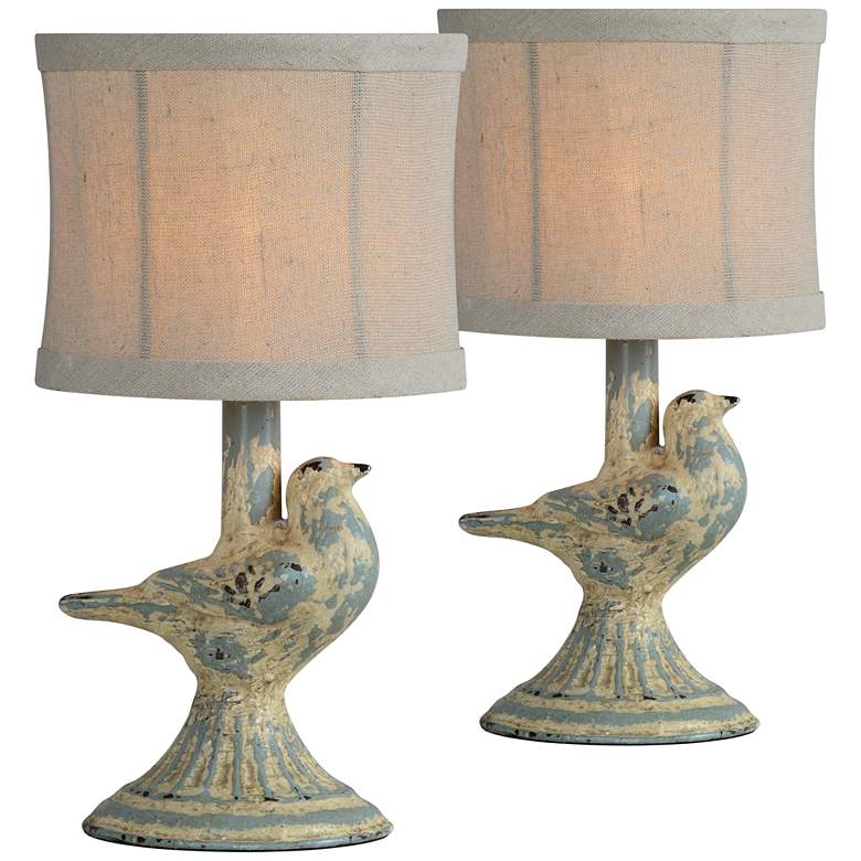 Image 1 Ren Distressed White 12 inch High Accent Table Lamps Set of 2
