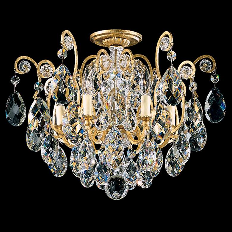 Image 1 Renaissance 16"H x 20"W 6-Light Crystal Semi-Flush Mount in Black