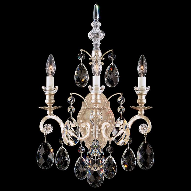 Image 1 Renaissance 22 inchH x 15 inchW 3-Light Crystal Wall Sconce in Antique Si
