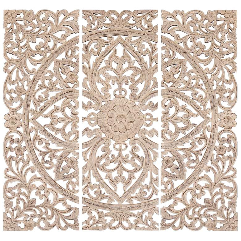 Image 1 Renaissance Ivory Textured 3-Piece Wall Plaque Set