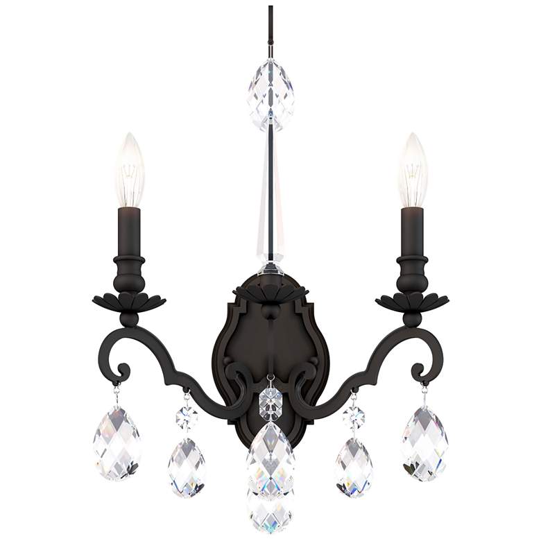 Image 1 Renaissance Nouveau 21"H x 15"W 2-Light Crystal Wall Sconce in Bl