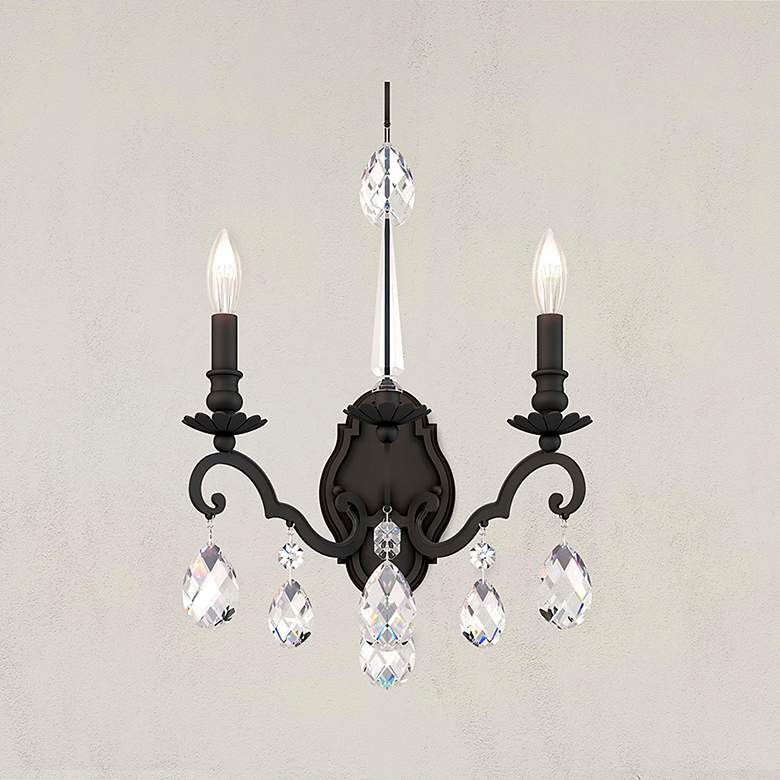 Image 1 Renaissance Nouveau 21"H x 15"W 2-Light Crystal Wall Sconce in Bl
