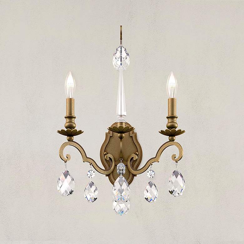 Image 1 Renaissance Nouveau 21"Hx 15"W 2-Light Crystal Wall Sconce in Etr