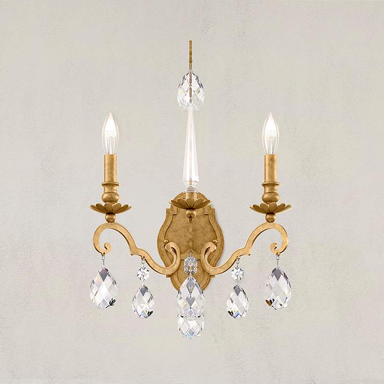 Image 1 Renaissance Nouveau 21"Hx 15"W 2-Light Crystal Wall Sconce in Hei