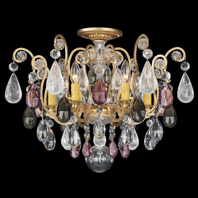 Image 1 Renaissance Rock Crystal 16"H x 20"W 6-Light Semi-Flush in Antiqu