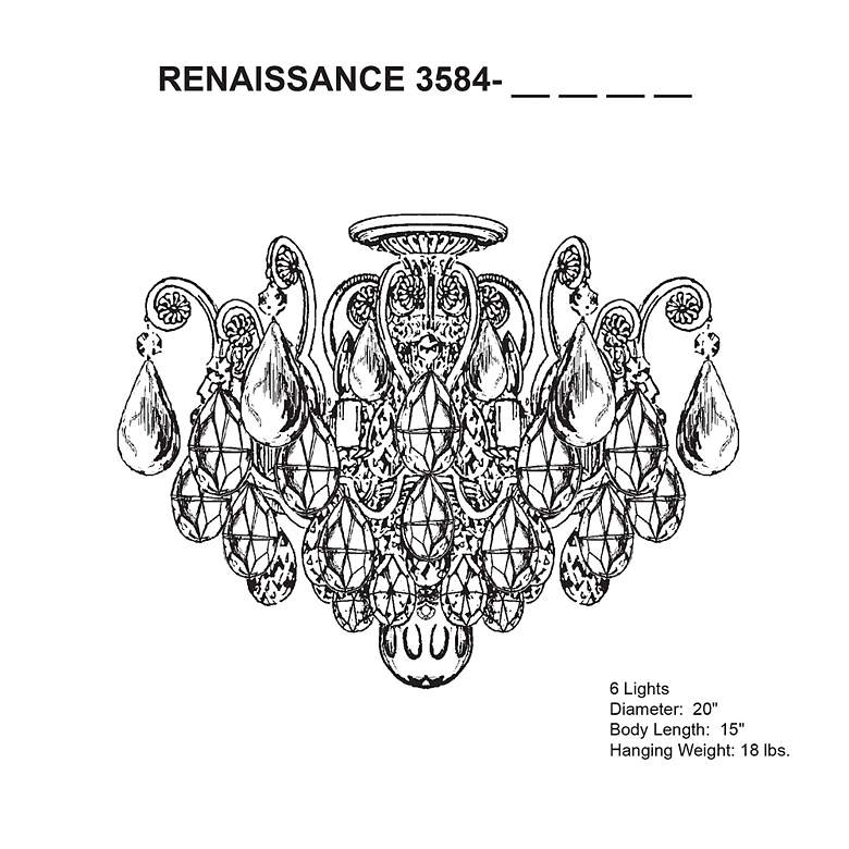 Image 4 Renaissance Rock Crystal 16"H x 20"W 6-Light Semi-Flush in Heirlo more views