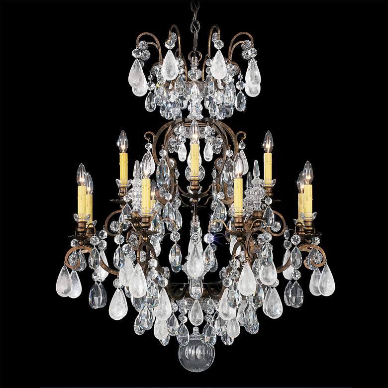 Image 2 Renaissance Rock Crystal 40"H x 32"W 13-Light Chandelier in Heirl