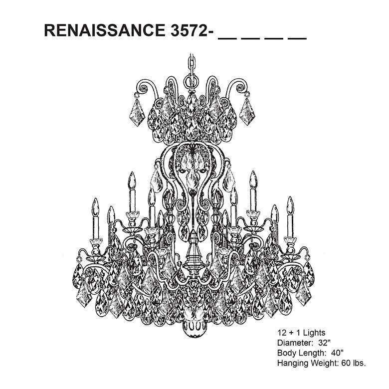 Image 3 Renaissance Rock Crystal 40"H x 32"W 13-Light Chandelier in Heirl more views