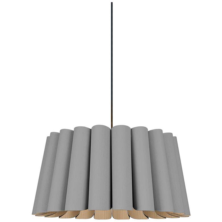 Image 1 Renata 22" Wide Black Finish Pendant Grey Oak Shade