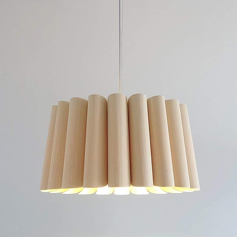 Image 1 Renata 22" Wide Black Metal Ash Wood Pendant Light