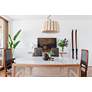 5_Renata 22" Wide Black Metal Ash Wood Pendant Light more views