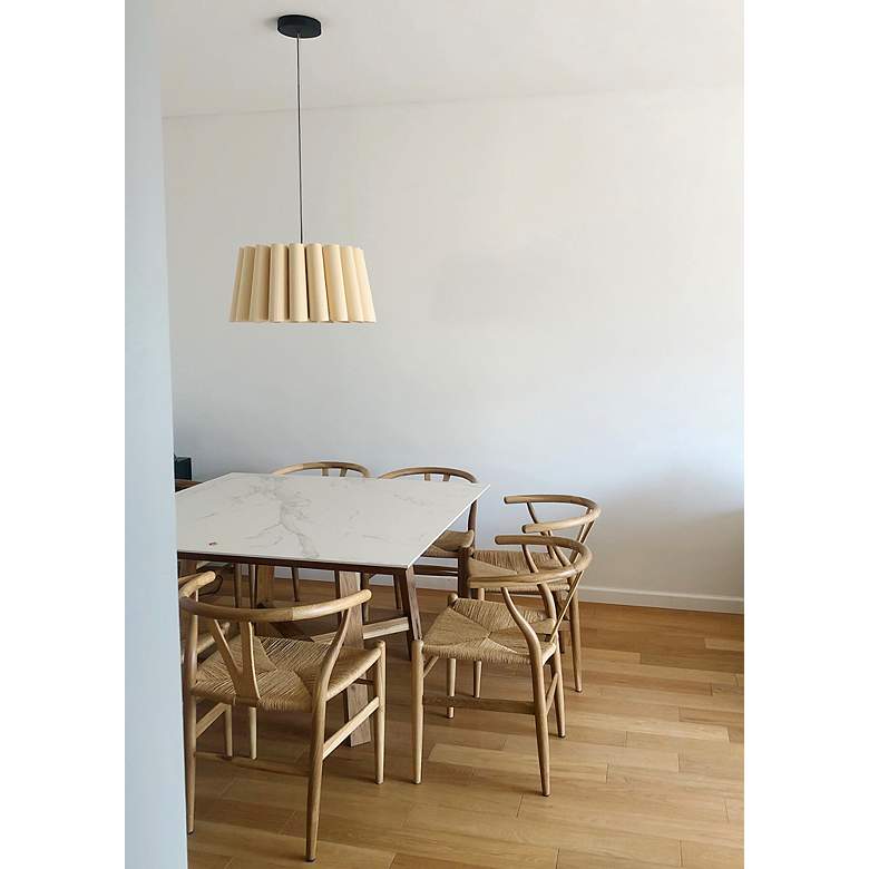 Image 7 Renata 22" Wide Black Metal Ash Wood Pendant Light more views