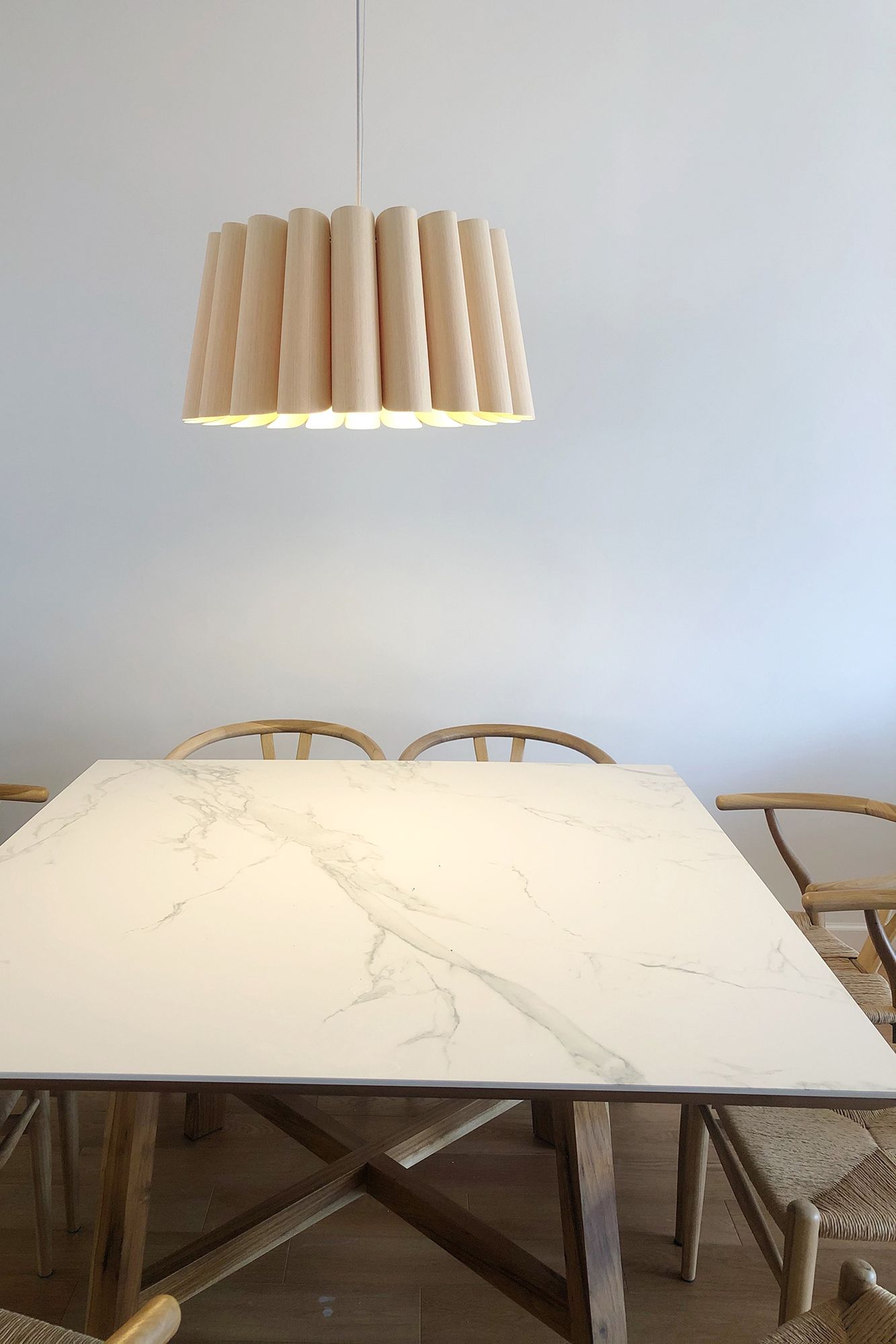 Renata 22" Wide Black Metal Ash Wood Pendant Light