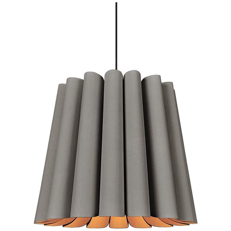 Image 1 Renata Long Pendant WEP Light Collection - Black Finish - Grey Oak Shade
