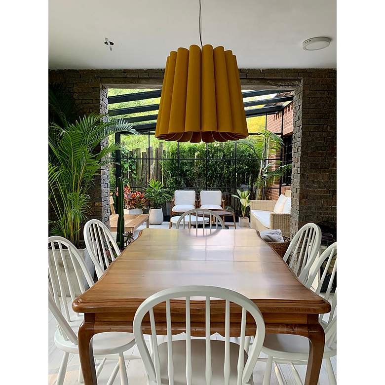 Image 4 Renata Long Pendant WEP Light Collection - Black Finish - Yellow Shade more views