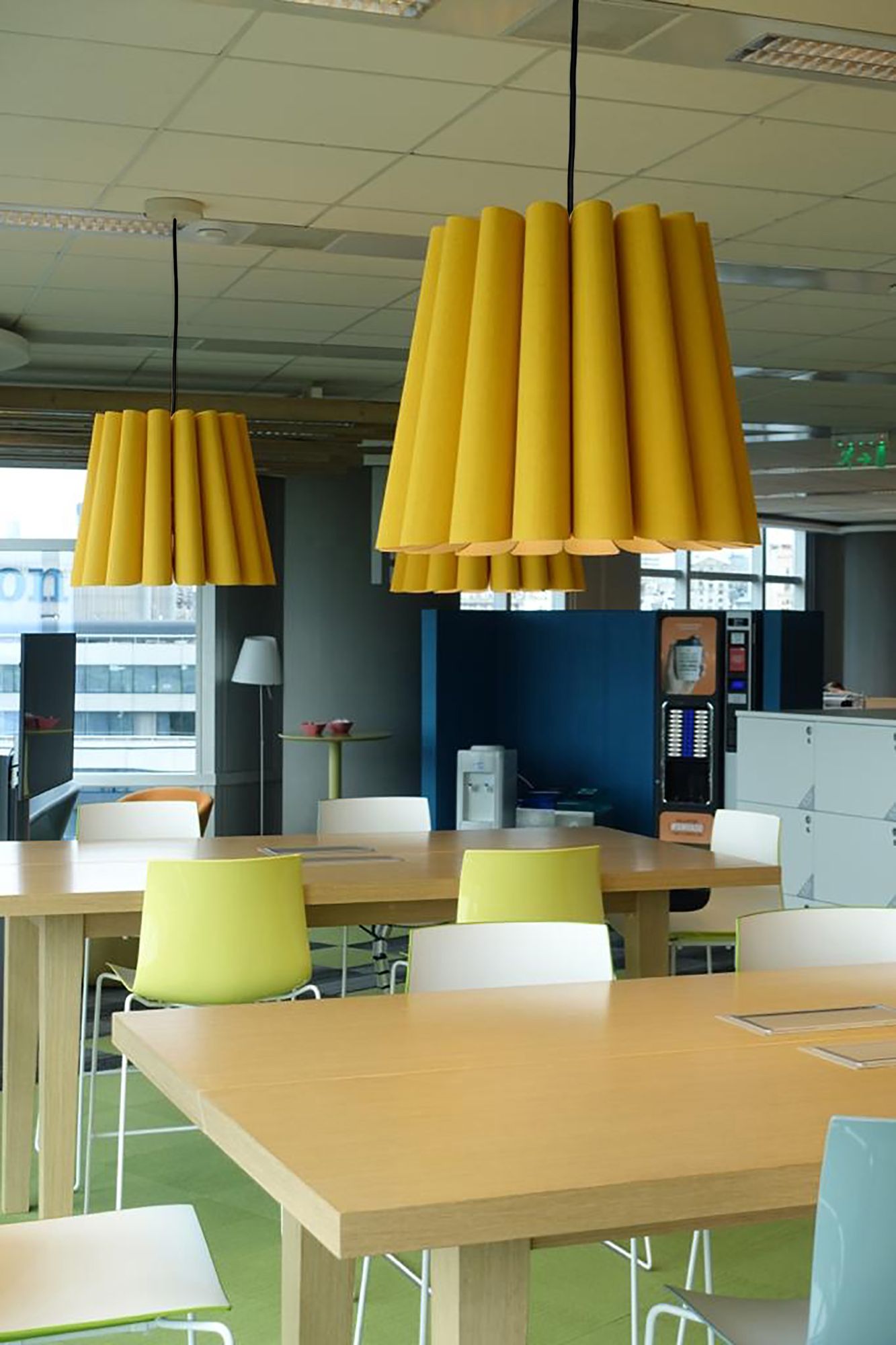 Renata Long Pendant WEP Light Collection - Black Finish - Yellow Shade