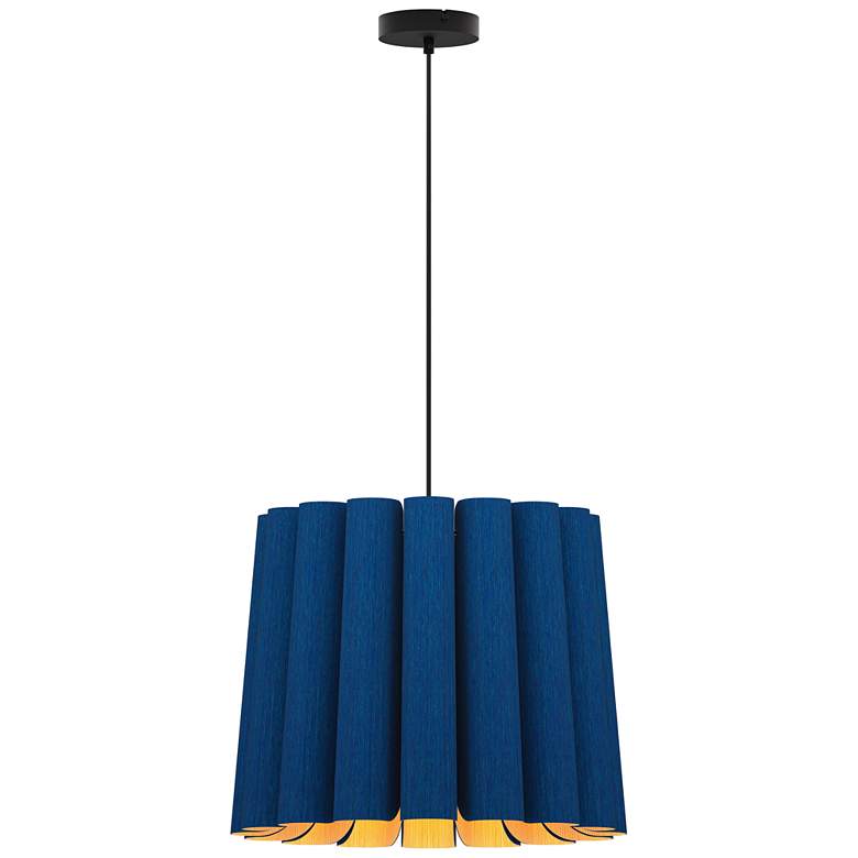 Image 1 Renata Medium Pendant WEP - Blue Shade - Black Canopy - Size 22