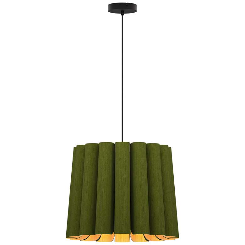 Image 1 Renata Medium Pendant WEP - Green Shade - Black Canopy - Size 22
