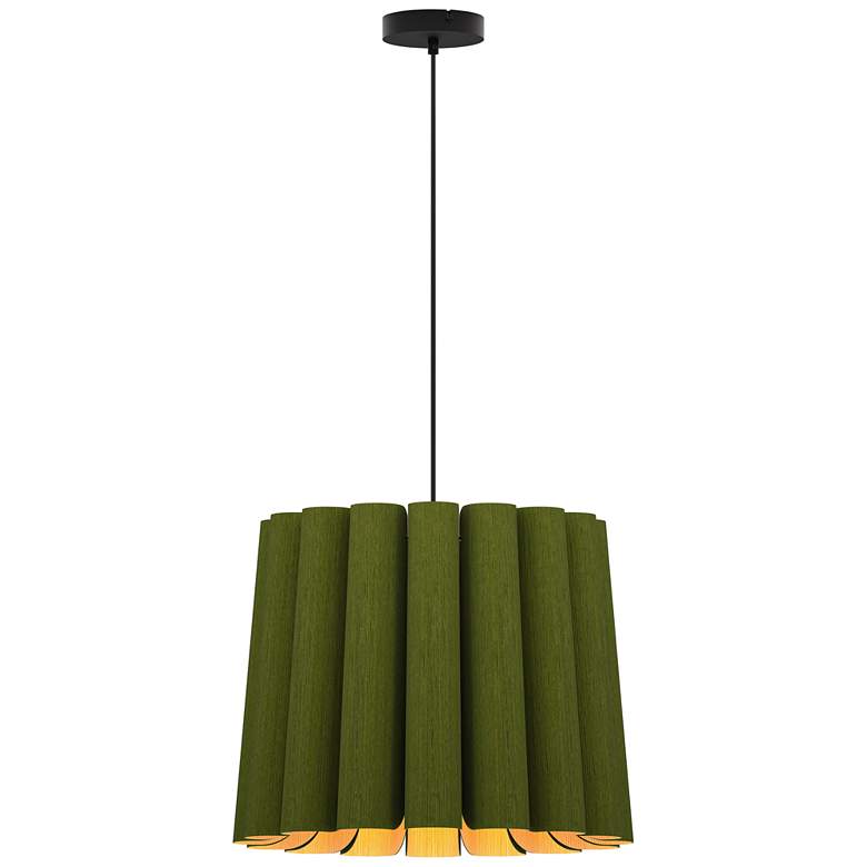 Image 1 Renata Medium Pendant WEP - Green Shade - Black Canopy - Size 22