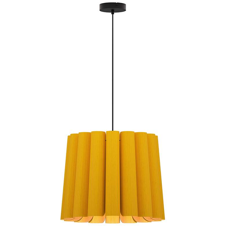 Image 1 Renata Medium Pendant WEP - Yellow Shade - Black Canopy - Size 22