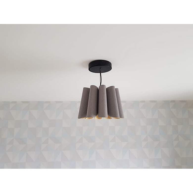 Image 3 Renata Pendant WEP Light Collection - Black Finish - Grey Oak Shade more views