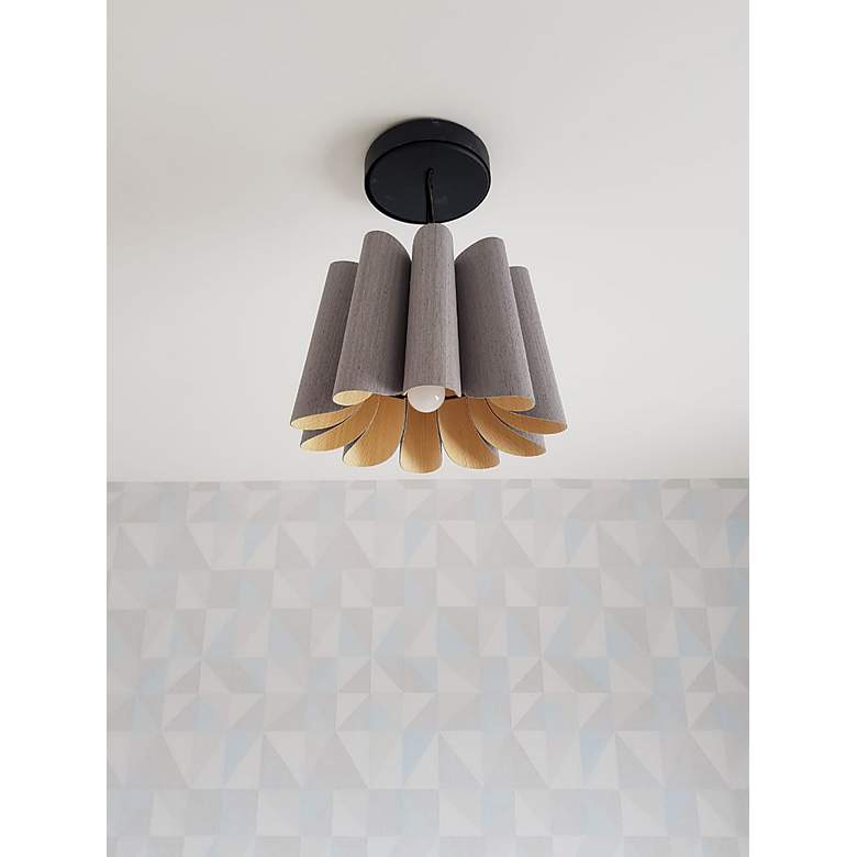 Image 4 Renata Pendant WEP Light Collection - Black Finish - Grey Oak Shade more views