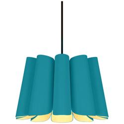 Renata Pendant WEP Light Collection - Black Finish - Light Petrol Shade
