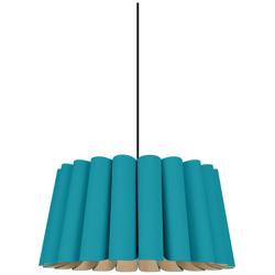 Renata Pendant WEP Light Collection - Black Finish - Light Petrol Shade