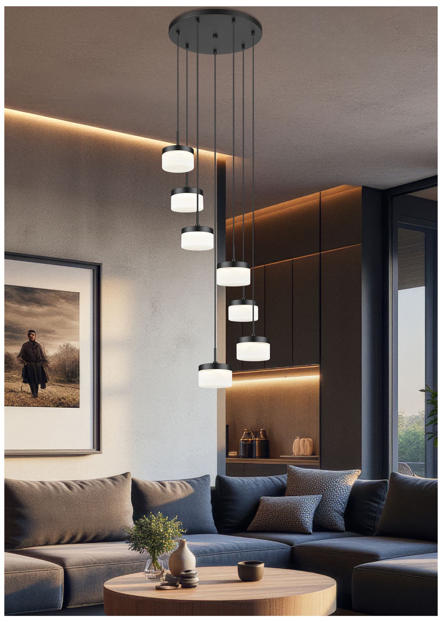 Image 2 Renaud by Z-Lite 21 inch Matte Black 7 Light Chandelier more views