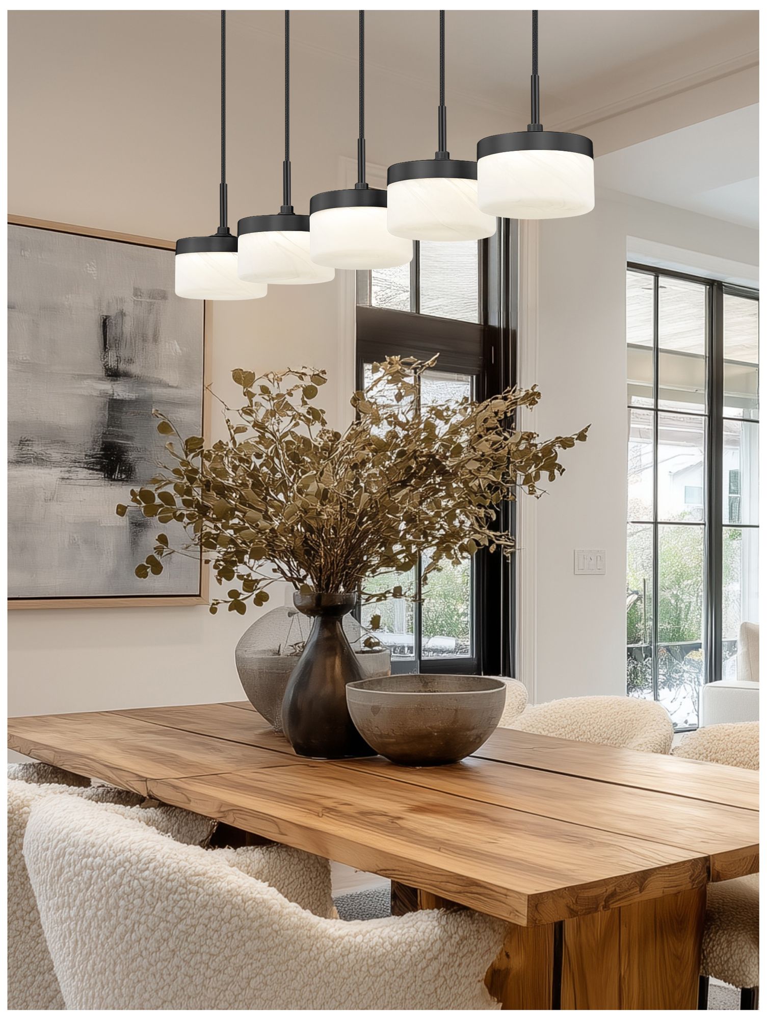 Image 2 Renaud by Z-Lite 46 inch Matte Black 5 Light Linear Chandelier more views