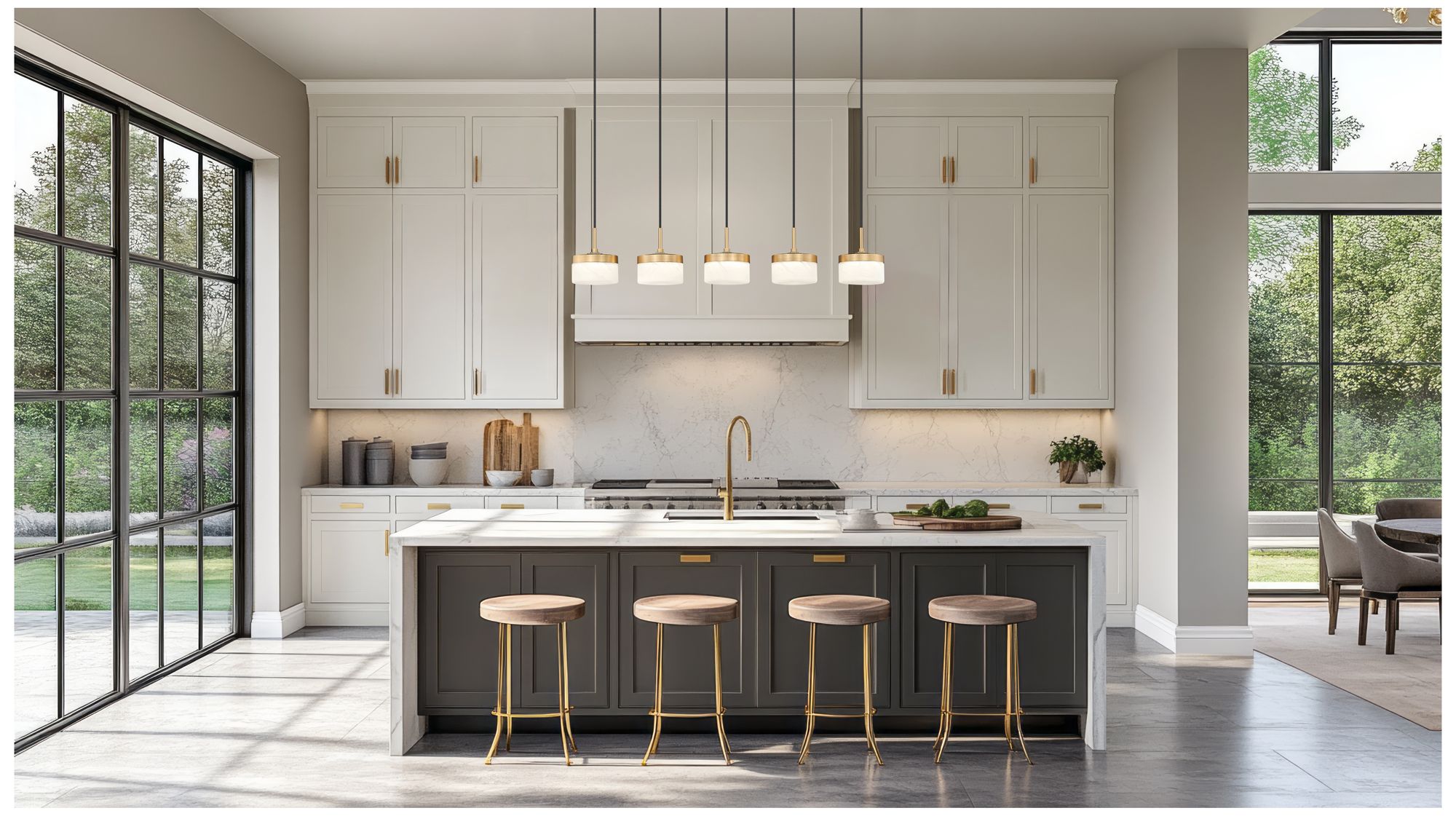 Image 2 Renaud by Z-Lite 46 inch Modern Gold 5 Light Linear Chandelier more views