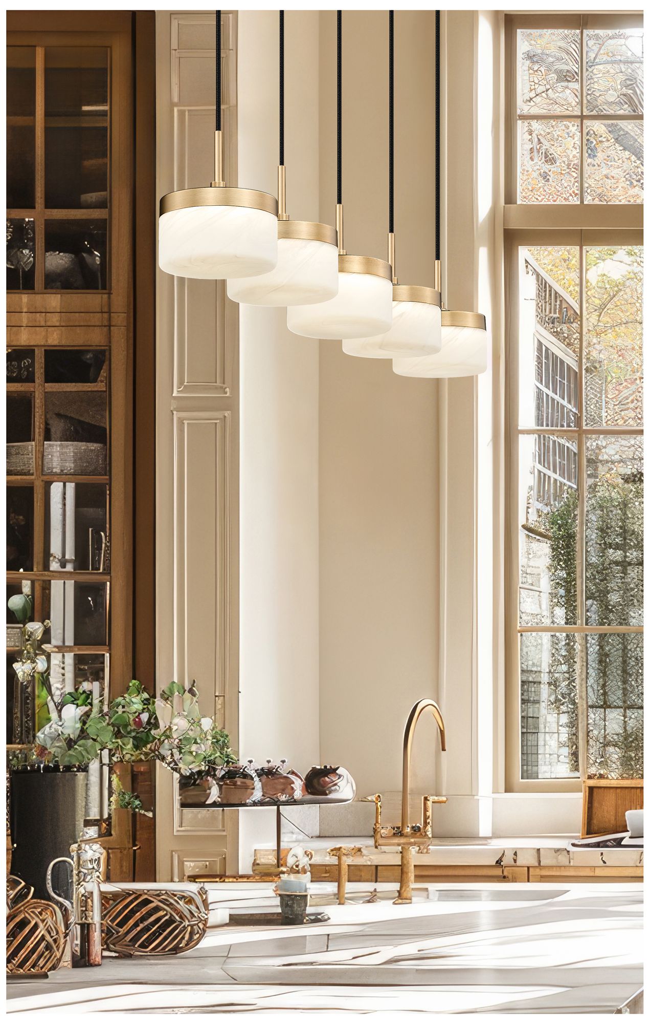 Image 3 Renaud by Z-Lite 46 inch Modern Gold 5 Light Linear Chandelier more views